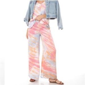 Young Fabulous and Broke tie dye wide leg silky pants